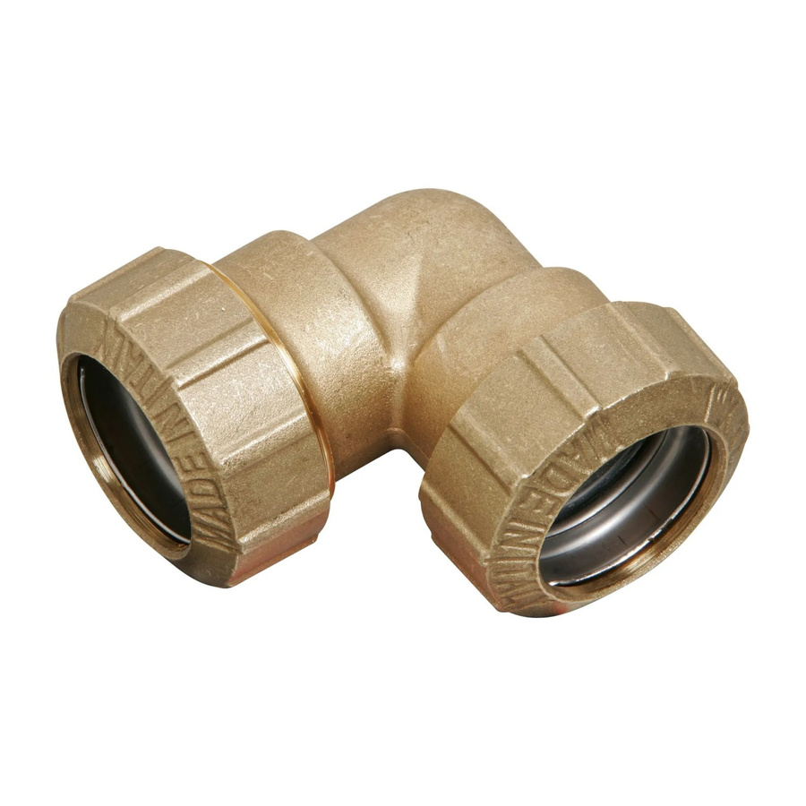 LUX-TOOLS Winkel 90 Grad für PE Rohr 32 mm (1 1/4 Zoll) aus Messing in Gold - Bild 2