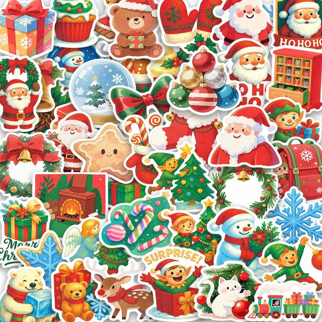 Charile Kawaii Cartoon Weihnachten Santa Claus Graffiti Aufkleber, multicolour, 10-teiliges Set - Bild 1