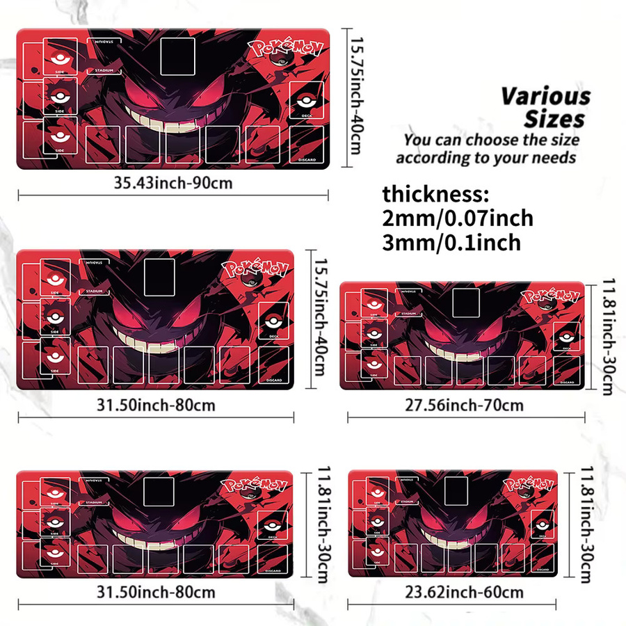 Potdemiel Pokémon Gengar TCG Spielmatte, Rot-Schwarz, mit Zonen - Bild 5
