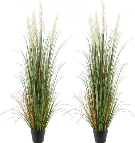 VEVOR Kunstrasenpflanze 2er-Pack, künstliches Schilfgras in Grün, PVC-Pflanze im Topf für drinnen und draußen, Höhe: 149,9 cm - Bild 1