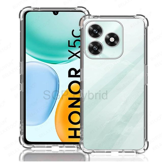 Stoßfeste Silikon Schutzhülle für Honor X5c und Honor X5c Plus mit Linsenschutz, transparent - Bild 1