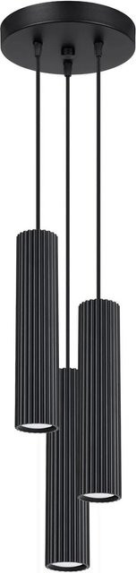 Moderne 3-flammige Hängelampe von Licht-Erlebnisse aus Aluminium in Schwarz, höhenverstellbar, GU10, Breite: 19,5 cm - Bild 1