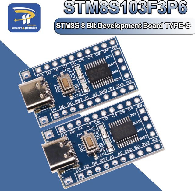 STM8S STM8 Entwicklungsboard Systemplatine mit USB-C Anschluss für STM8S003F3P6 und STM8S103F3P6 in Blau - Bild 1