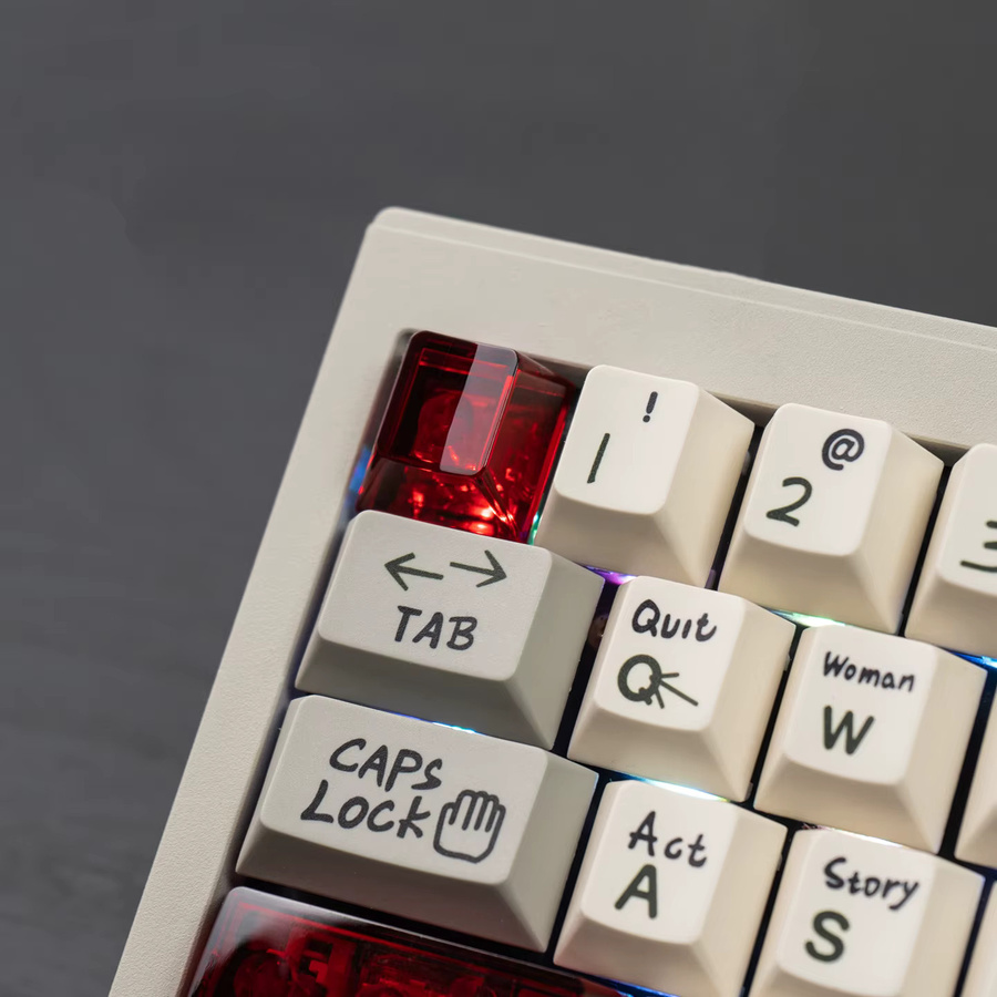 BINYEAE Cherry Profile PC Tastenkappen Set in Rot Transparent für mechanische Tastaturen mit 10 Tasten inklusive Leertaste 6,25U, ESC, Enter und Shift - Bild 3