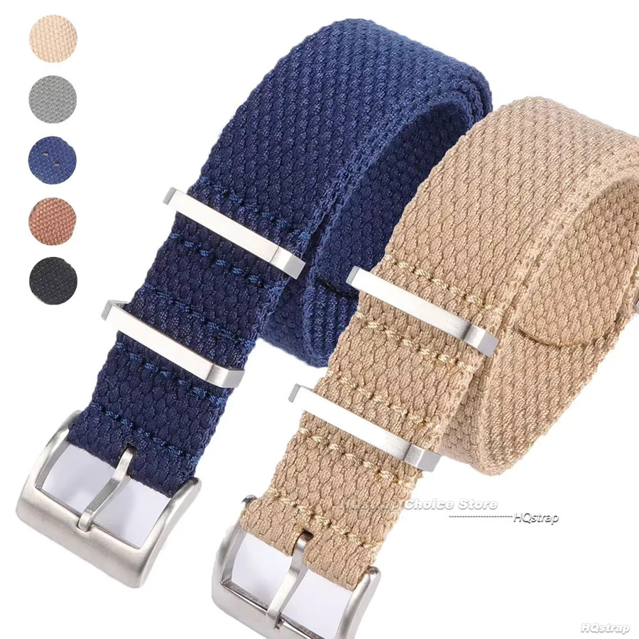 HQstrap Uhrenarmband Leinen Nylon, Army Green, Herren, 20mm 22mm - Bild 3