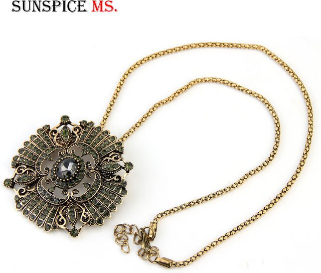 sunspice ms. Halskette, Anhänger, goldfarben, grauer Strass, Damen - Bild 1