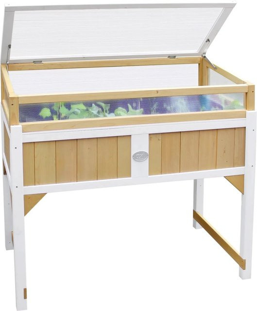 Axi Hochbeet mit Gewächshaus aus Hemlock-Holz in Braun und Weiß, B/T/H: 120 x 54 x 120 cm - Bild 1