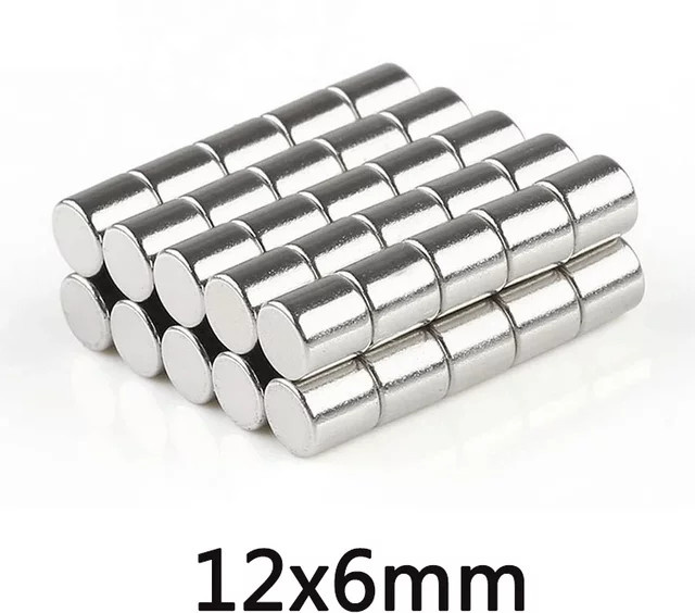Starke runde Magnete in Silber für DIY, Büro und Kühlschrank, Durchmesser: 12 mm, Höhe: 6 mm - Bild 1