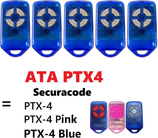 ATA PTX4 RTX-4 Securacode Garagentor-Fernbedienung in Blau mit 433,92 MHz Rolling Code für CRX-1 und CRX-2 - Bild 1
