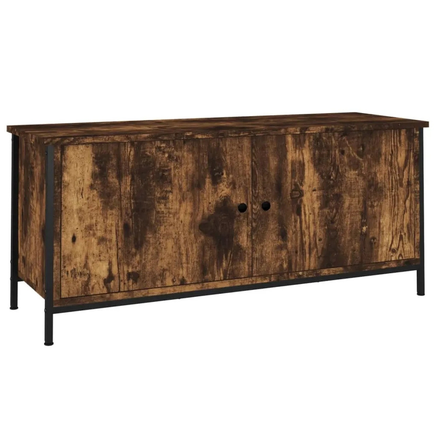 vidaXL TV-Schrank mit Türen in Räuchereiche, Farbe Braun, B/T/H: 102 x 35 x 45 cm - Bild 2