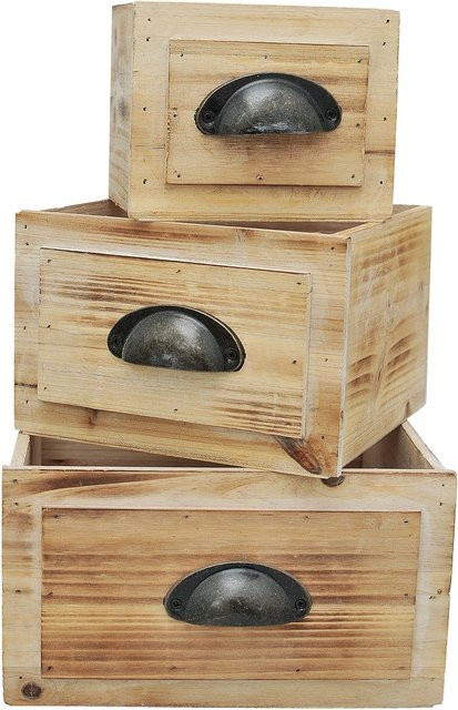 HTI-Line Boxenset Ancona 3er Set in Braun im Shabby Chic Design aus Holz - Bild 1