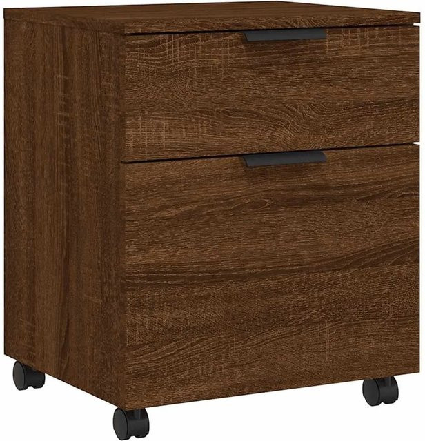 DELUKE Rollcontainer MOSAB Rollbar in Eiche Braun, Schubladenschrank mit Rollen für Büro und Schlafzimmer, B/T/H: 45 x 38 x 54 cm - Bild 1