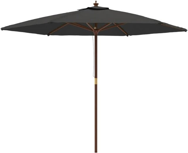 vidaXL Sonnenschirm mit Holzmast aus Bambus und Polyester in Anthrazit, Breite: 299 cm, Tiefe: 240 cm - Bild 1