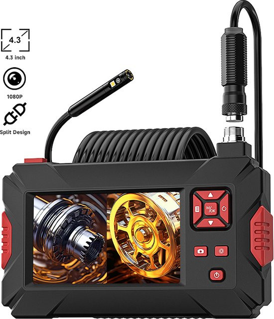 ENWOR Endoskopkamera mit zwei Linsen und 4,3-Zoll-Bildschirm, HD1080P, wasserdicht, Schwarz - Bild 1