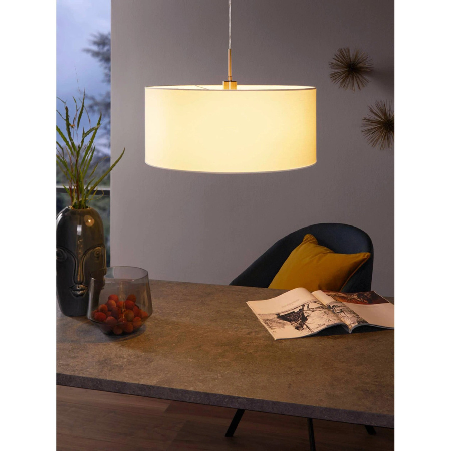 Eglo Hängeleuchte Pasteri 1-flammig in Weiß und Nickel matt, Durchmesser: 53 cm, E27, 60 W - Bild 2