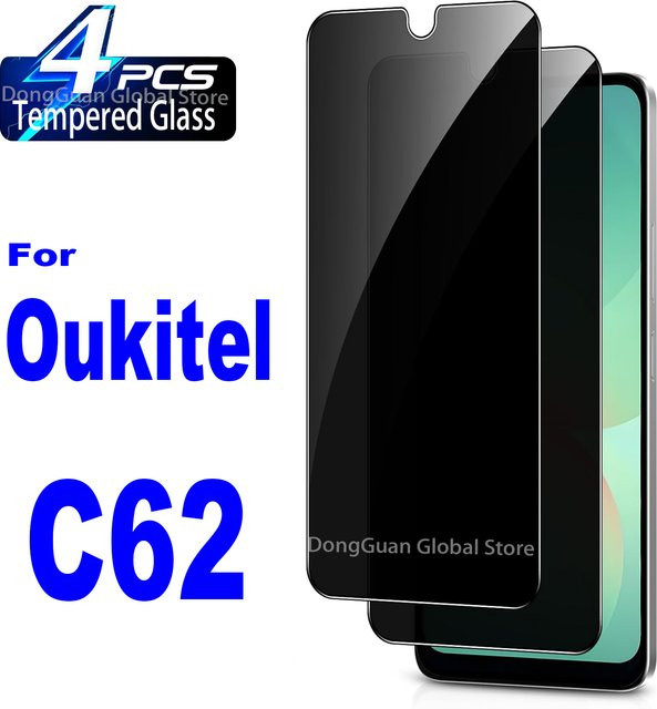 Oukitel C62 / C62 Pro Anti Spy Privatsphäre Schutzfolie aus gehärtetem Glas, transparent - Bild 1