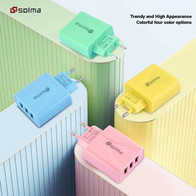 Solma 3-Port-USB-Wandladegerät in Weiß für iPhone, Android und Kameras - Bild 1