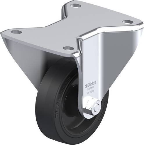 Blickle Bockrolle BH-POEV 100XR-3 aus verzinktem Stahl und Kunststoff in Schwarz und Silber mit 100 mm Rad-Durchmesser und 200 kg Tragfähigkeit - Bild 1