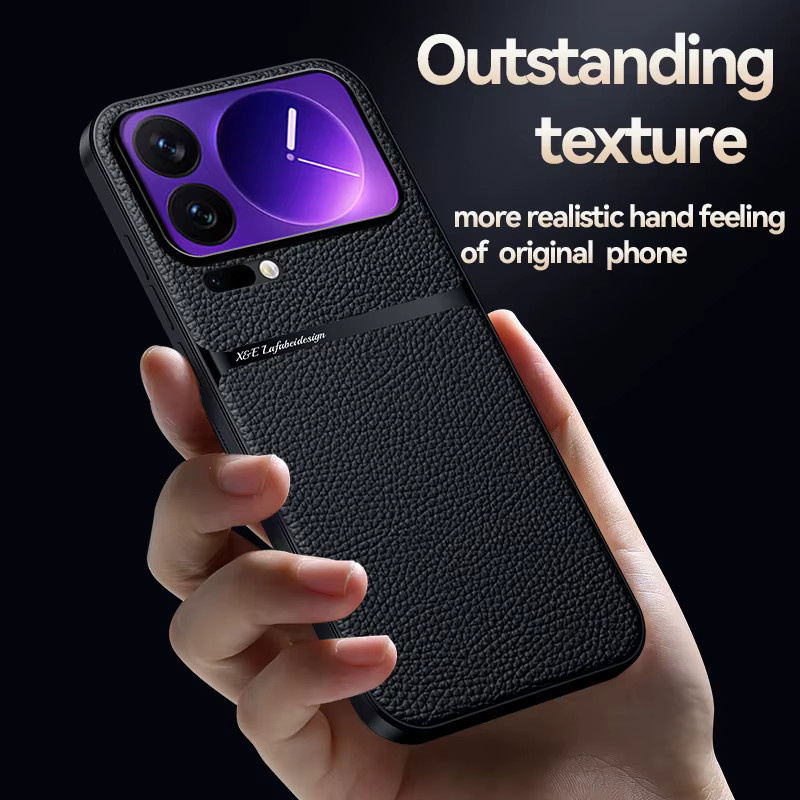 Stoßfeste Lederhülle Coque für Xiaomi in Schwarz mit magnetischem Schutz - Bild 2