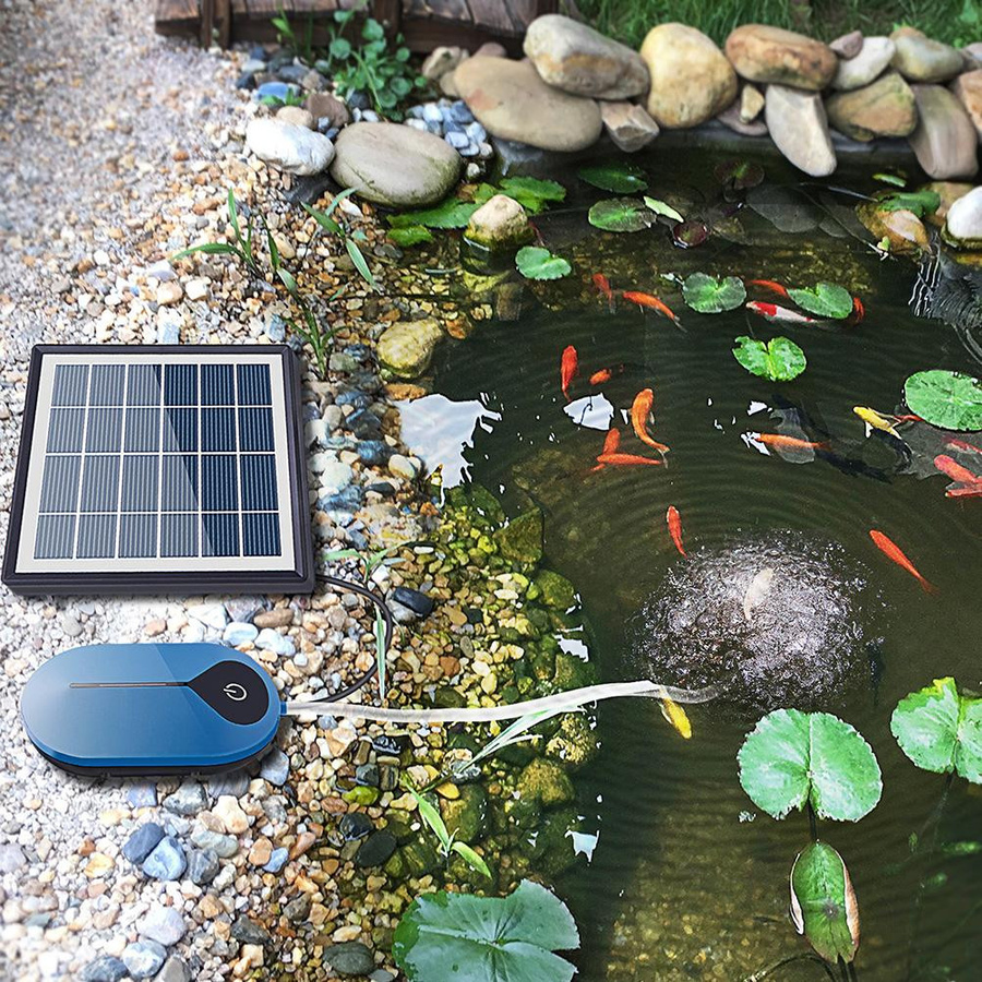 Wosawe Solar-Luftpumpe-Kit USB tragbarer Teichbelüfter mit Schlauch und Luftstein für Fischbecken und Garten - Bild 2