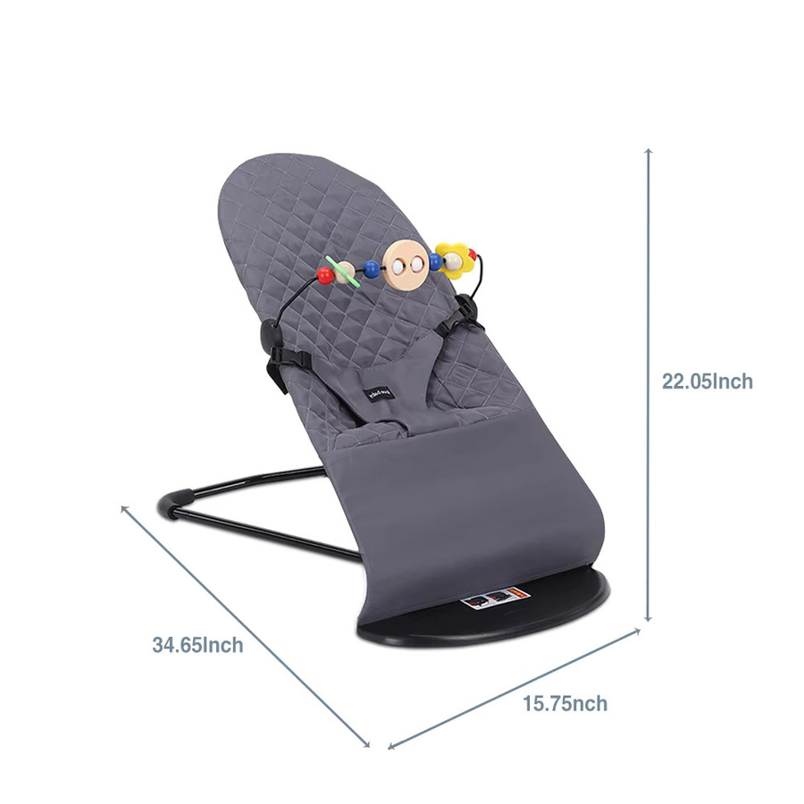 Faltbarer Baby-Schaukelstuhl mit Spielzeug und Höhenverstellung in Grau - Bild 2