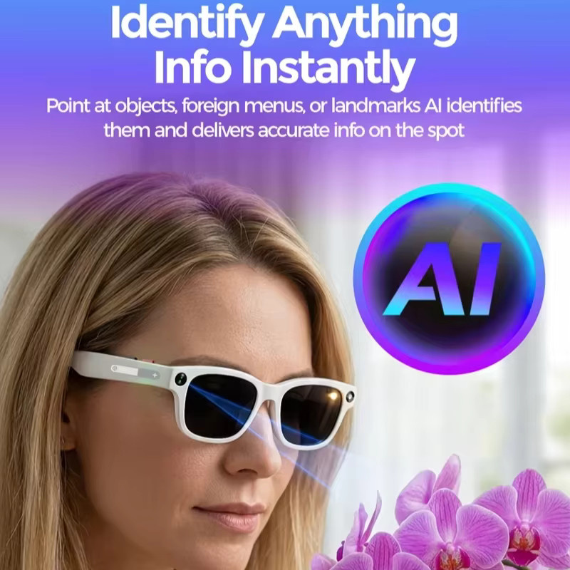 Lenovo KI-Smartbrille mit 8K HD-Kamera für Videoaufnahmen, KI-Übersetzung, Bildkonversation und Musikwiedergabe in Schwarz oder Weiß - Bild 3