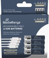 MediaRange USB-C Li-Ion Akku Mignon AA 1.5V 500 mAh, 4erPack, Schwarz - Bild 1