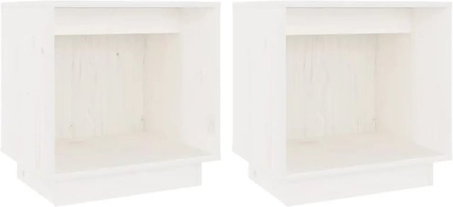 vidaXL Nachttische Set aus Kiefer-Massivholz in Weiß, 2 Stück, modern, B/T/H: 40 x 30 x 40 cm - Bild 1