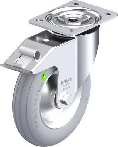 Blickle Lenkrolle L-VW 202R-FI-SG mit Feststeller, Rad-Durchmesser: 20 cm, Tragfähigkeit: 100 kg, Farbe: Silber/Grau - Bild 1