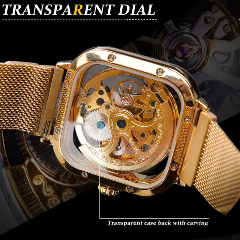 FORSINING Armbanduhr, Analoguhr, Gold, Schwarz, Milanaise, Herren - Bild 2