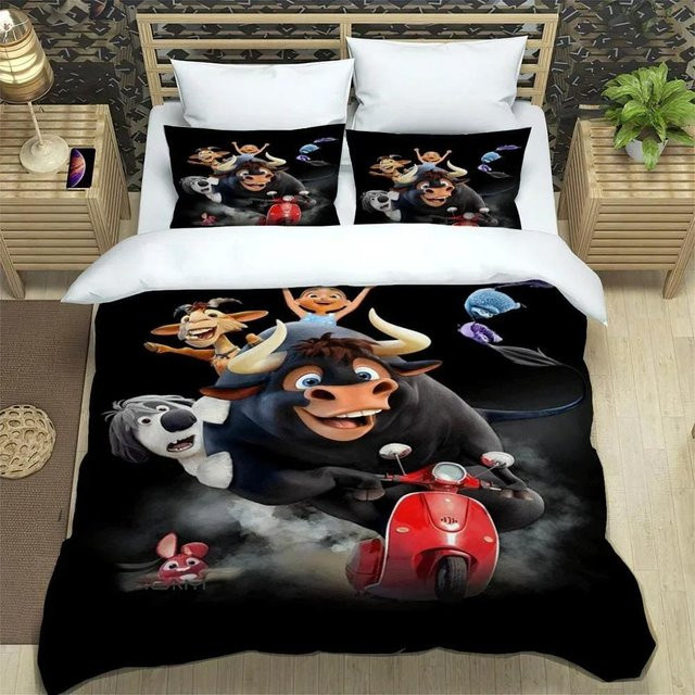 Bettwäscheset Ferdinand Cartoon 3D-Druck von Binchi Outdoor Product in Schwarz, bestehend aus Bettbezug und Kissenbezug, B/H: 135 x 200 cm - Bild 1