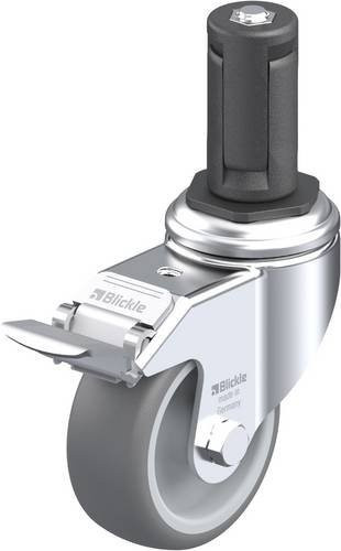 Blickle Lenkrolle LKRA-TPA 80G-11-FI-ER14 mit Feststeller, Rad-Durchmesser: 80 mm, Tragfähigkeit: 100 kg, Farbe: Grau/Silber - Bild 1