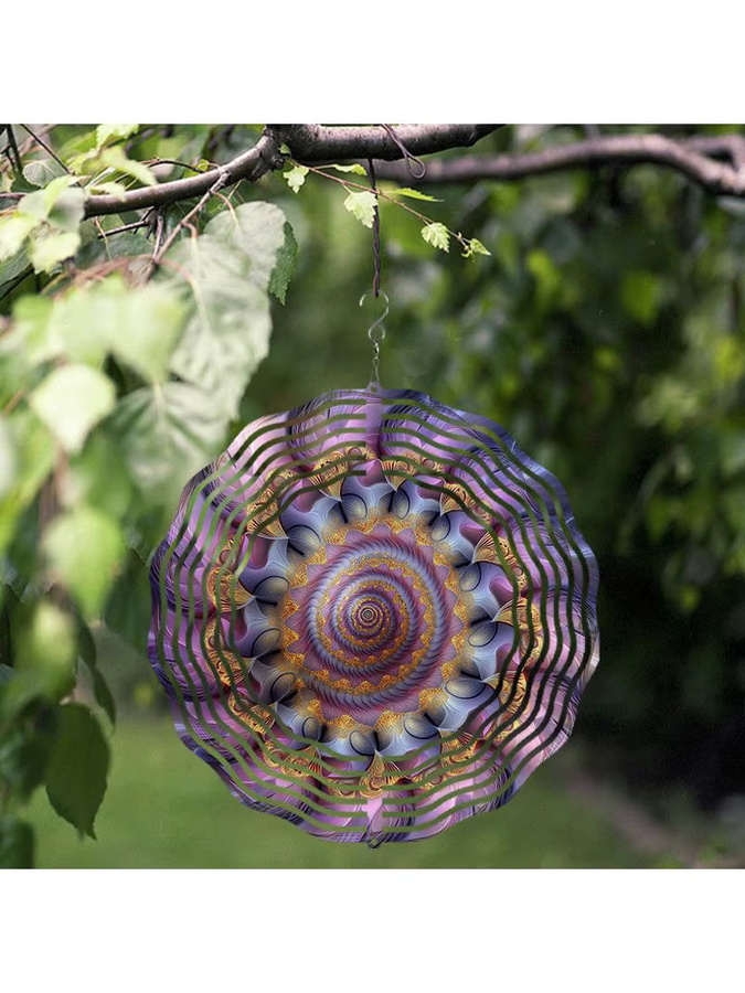 CIFBUY 3D Metall-Windspiel in Multicolour, abstrakte geometrische Windskulptur als hängende Gartendekoration - Bild 5
