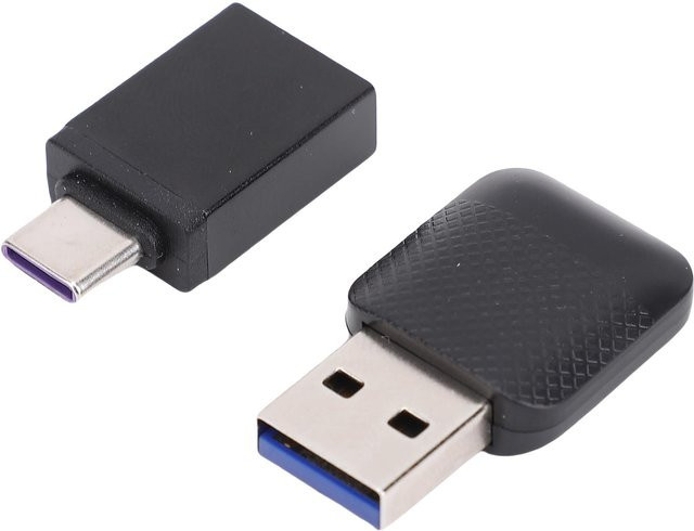 mfySpace 2 in 1 Adapter für kabelloses CarPlay und Android Auto mit USB-C und USB-A Anschluss, Schwarz - Bild 1