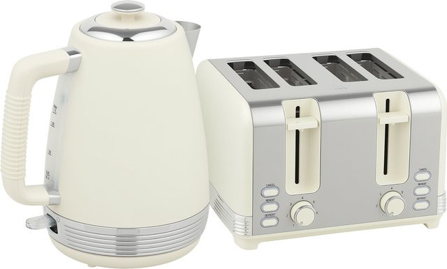 HOMCOM Frühstücks-Set mit 1,7 l Wasserkocher und 4-Scheiben-Toaster in Creme mit 2200 W Leistung - Bild 1