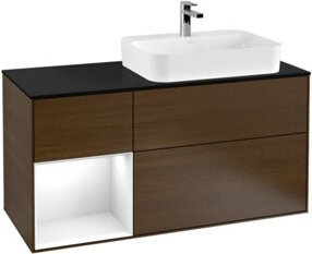 V&B Waschtischunterschrank Finion in Weiß lackiert mit Walnuss, Breite: 120 cm, Tiefe: 50,1 cm, Höhe: 50,1 cm - Bild 1