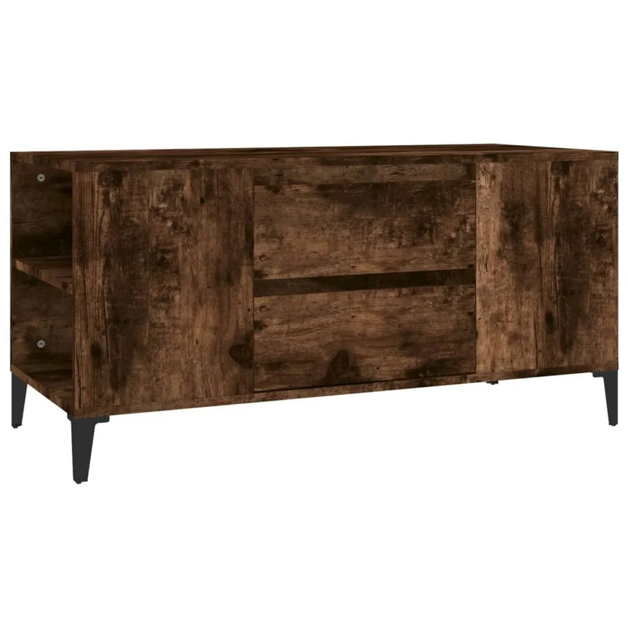 vidaXL TV-Schrank in Räuchereiche im Industrie-Stil, Farbe Braun, B/T/H: 102 x 44,5 x 50 cm - Bild 2