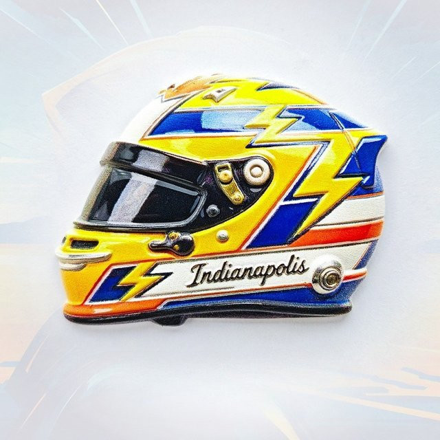 BearPaw Indianapolis Helm Kühlschrankmagnet Racing 3D Gelb - Bild 1