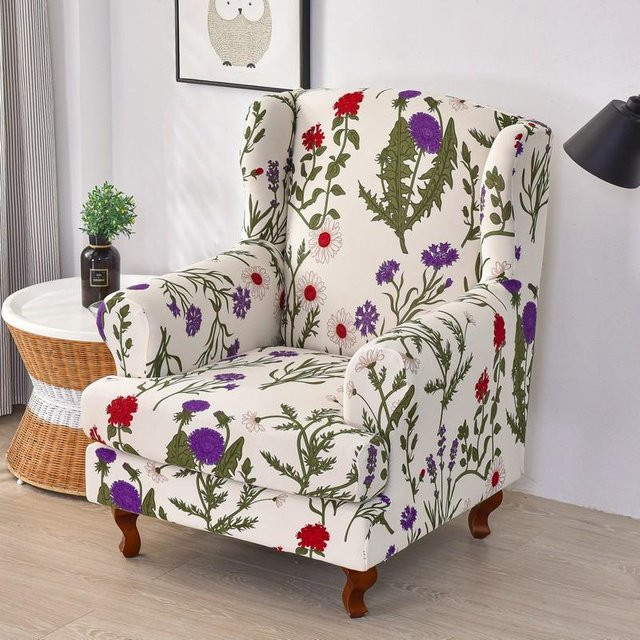 Nordic Flower Ohrensesselbezug aus Stretch-Spandex in Multicolour mit floralem Design - Bild 1