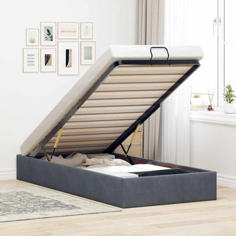 Modernes Polsterbett Ottoman von vidaxl in Anthrazit aus Samt, B/T: 90 x 190 cm - Bild 1