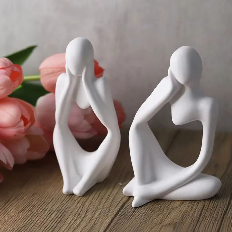 UDOCOOL Abstrakte Denker Statue in Weiß – Moderne Kunstharz Dekoration für dein Zuhause - Bild 3