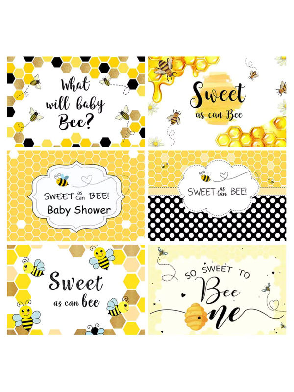 Sweet As Can Bee Baby-Dusche Hintergrund aus Vinyl für Neugeborene und Gender Reveal Partys, mehrfarbig - Bild 3