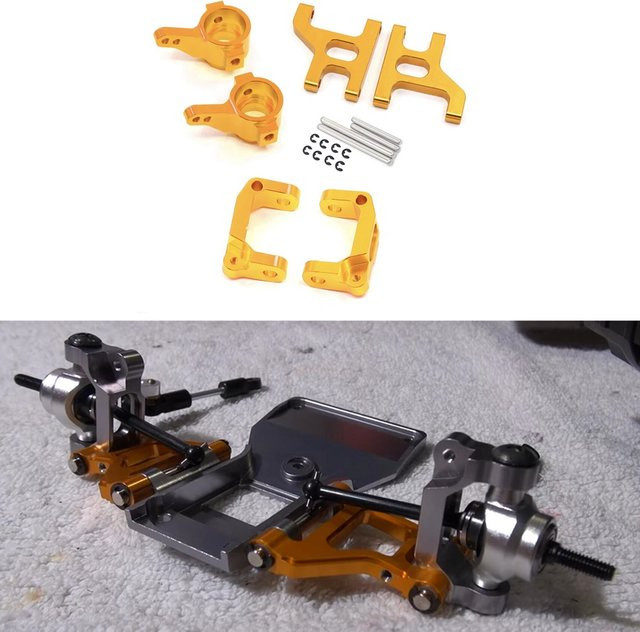 Tamiya Metall Front Steering Cup C Hub Carrier Suspension Arm Set, Grau - Bild 1
