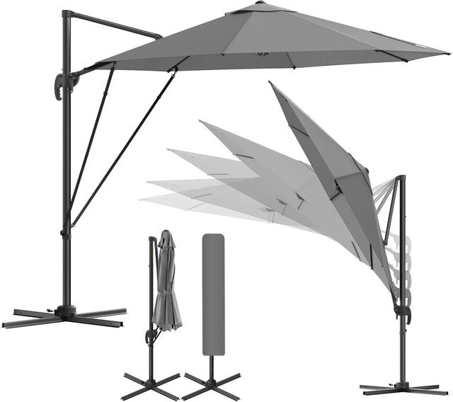 WOLTU Sonnenschirm mit UPF 50+ Sonnenschutz, 360 Grad drehbar, aus Metall und Polyestergewebe, Farbe: Beige, Grau, Dunkelgrau - Bild 1