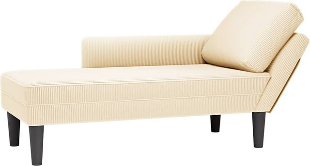 Yiwydaa Chaiselongue in L-Form aus beige Kordstoff mit Kissen und Schaumstofffüllung - Bild 1