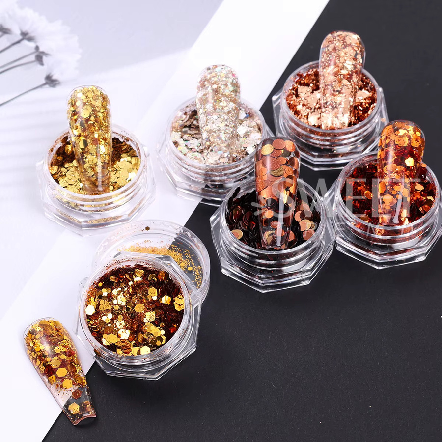 SWEET TREND Nagel-Glitzer-Set, braun, glänzend, 12-teilig - Bild 4