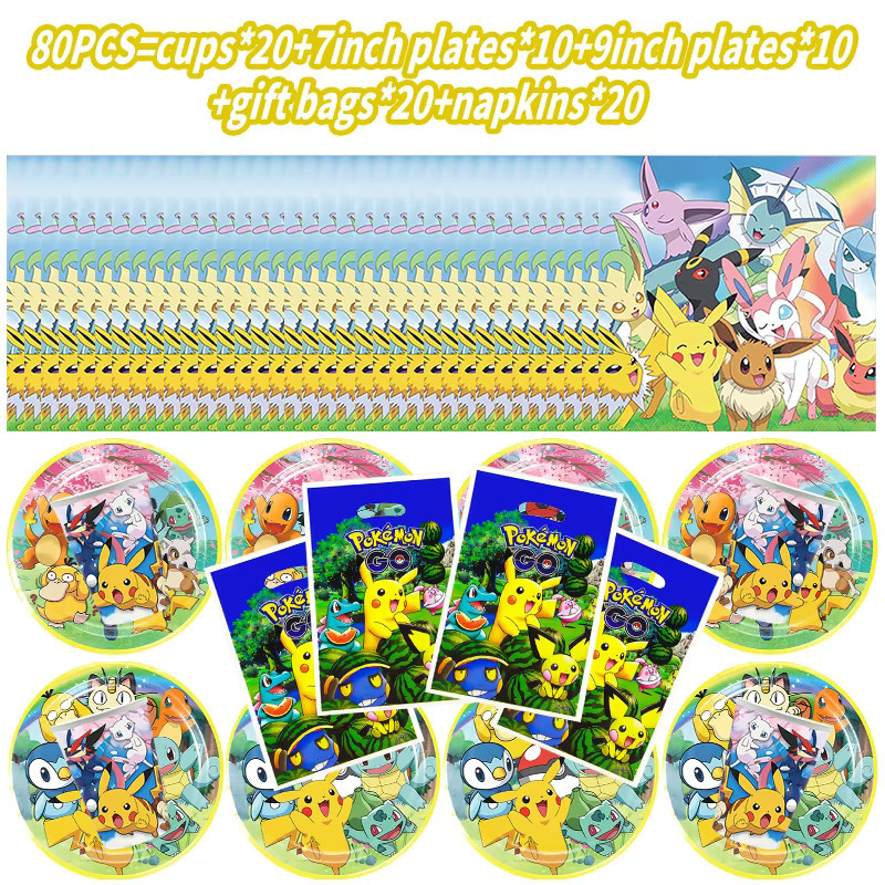 Pokemon Pikachu Geburtstag Party Dekoration Set von TAKARA TOMY in Mehrfarbig - Bild 3