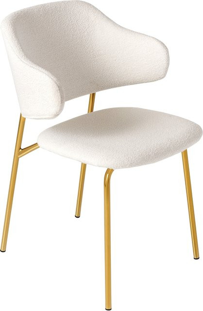 Riess-Ambiente Stuhl VOGUE in Weiß Bouclé mit goldenen Metallbeinen - Bild 1