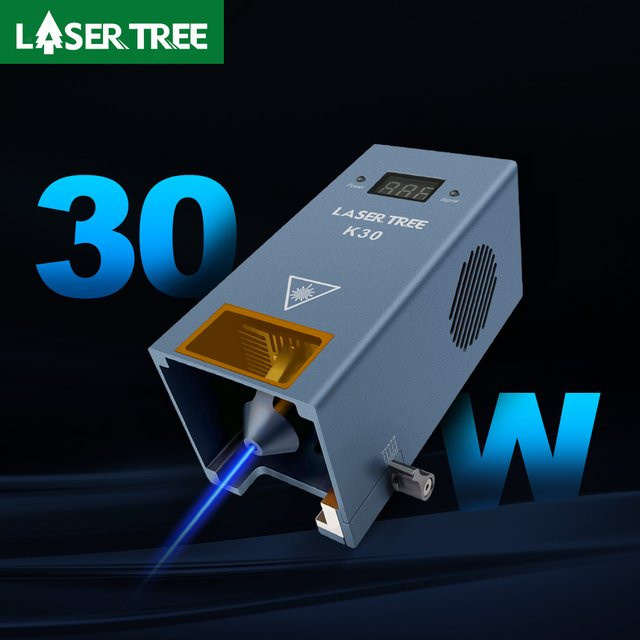 LASER TREE K30 30W Blaues Lasermodul mit Air Assist und TTL für hochpräzises CNC-Gravieren und Schneiden von Holz, MDF und schwarzem Acryl - Bild 1