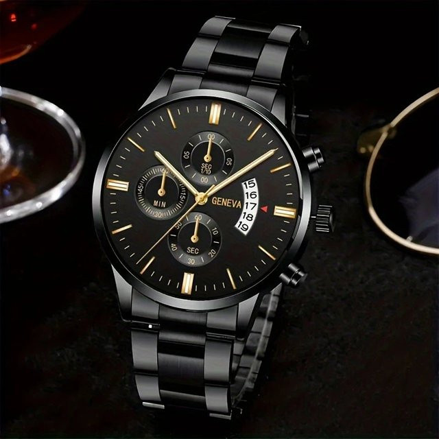 TVK Armbanduhr Edelstahl, Quarz, Schwarz, Herren - Bild 1